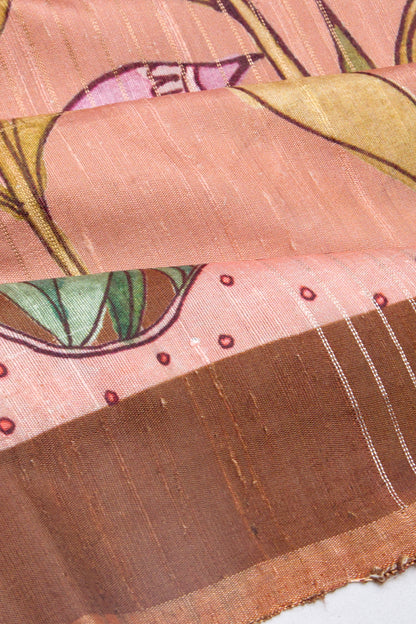 Tussar Floral Printed Peach Saree
