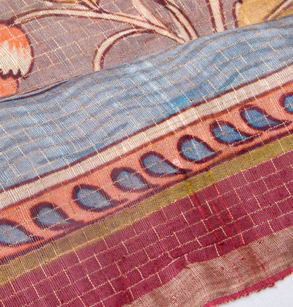 Tussar Floral Printed Grey Saree