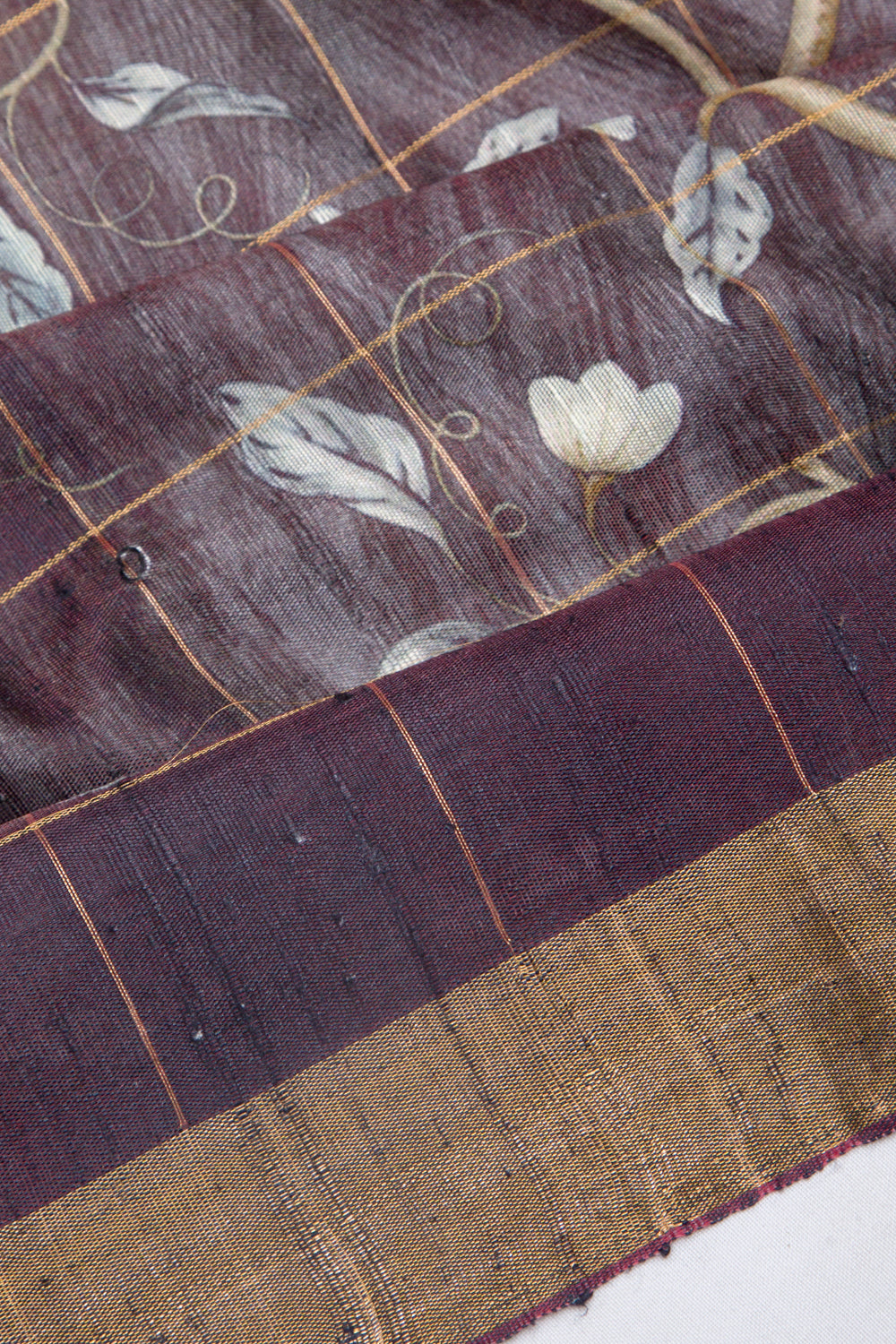 Tussar Floral Printed Purple Saree