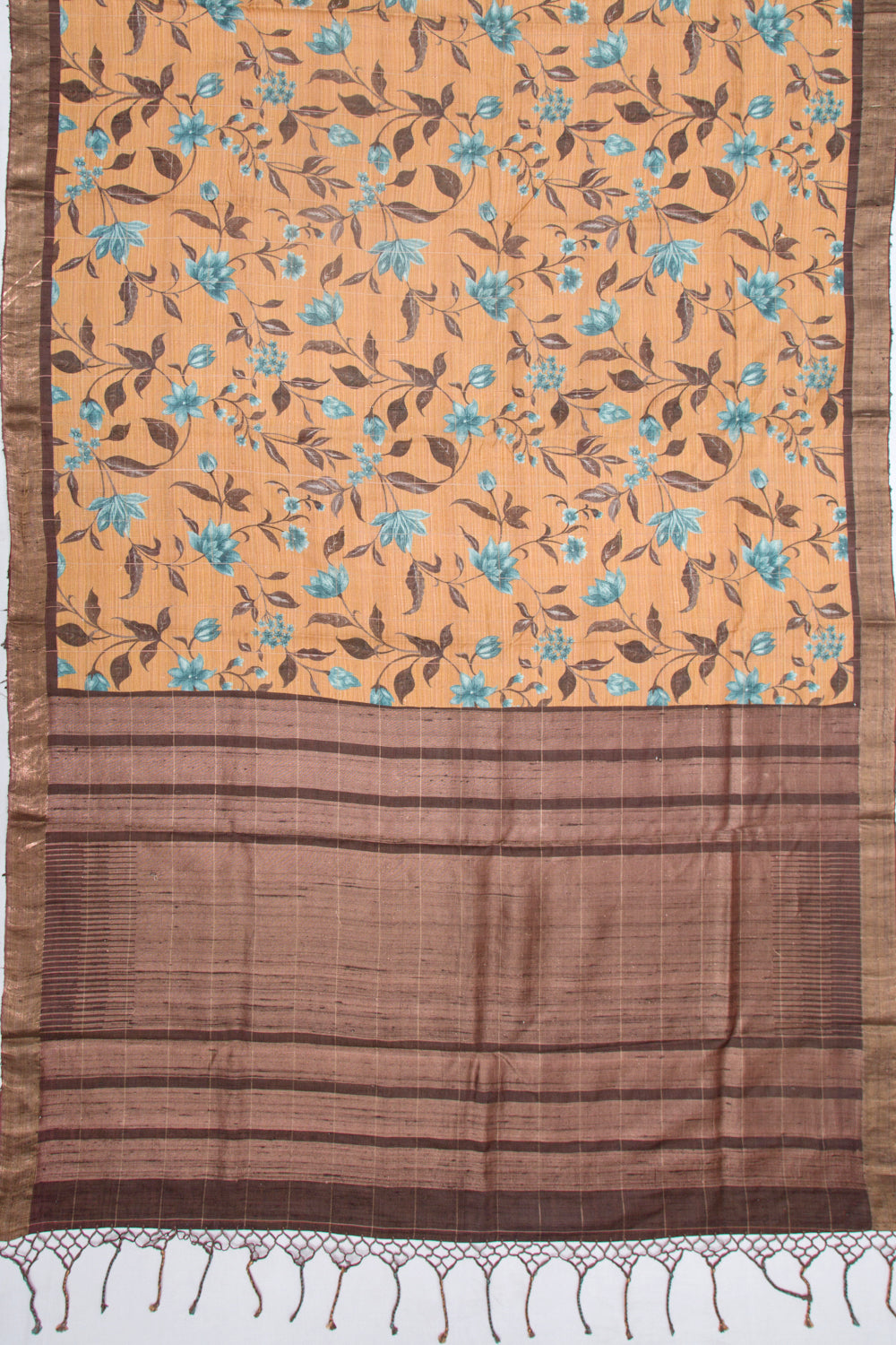 Tussar Floral Printed Beige Saree