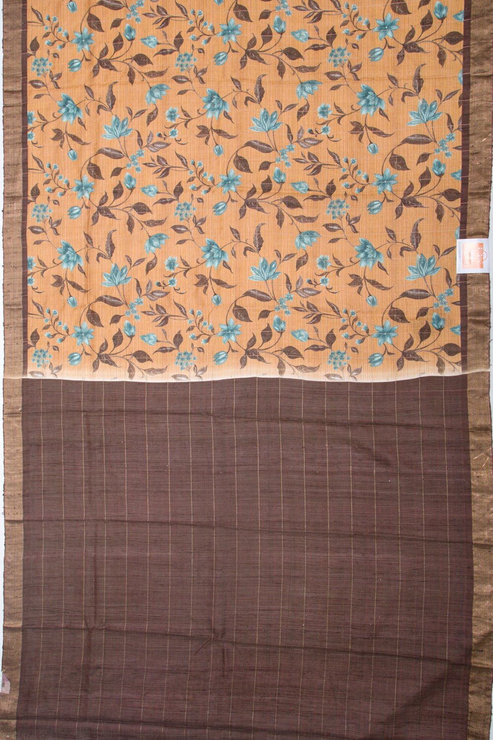 Tussar Floral Printed Beige Saree