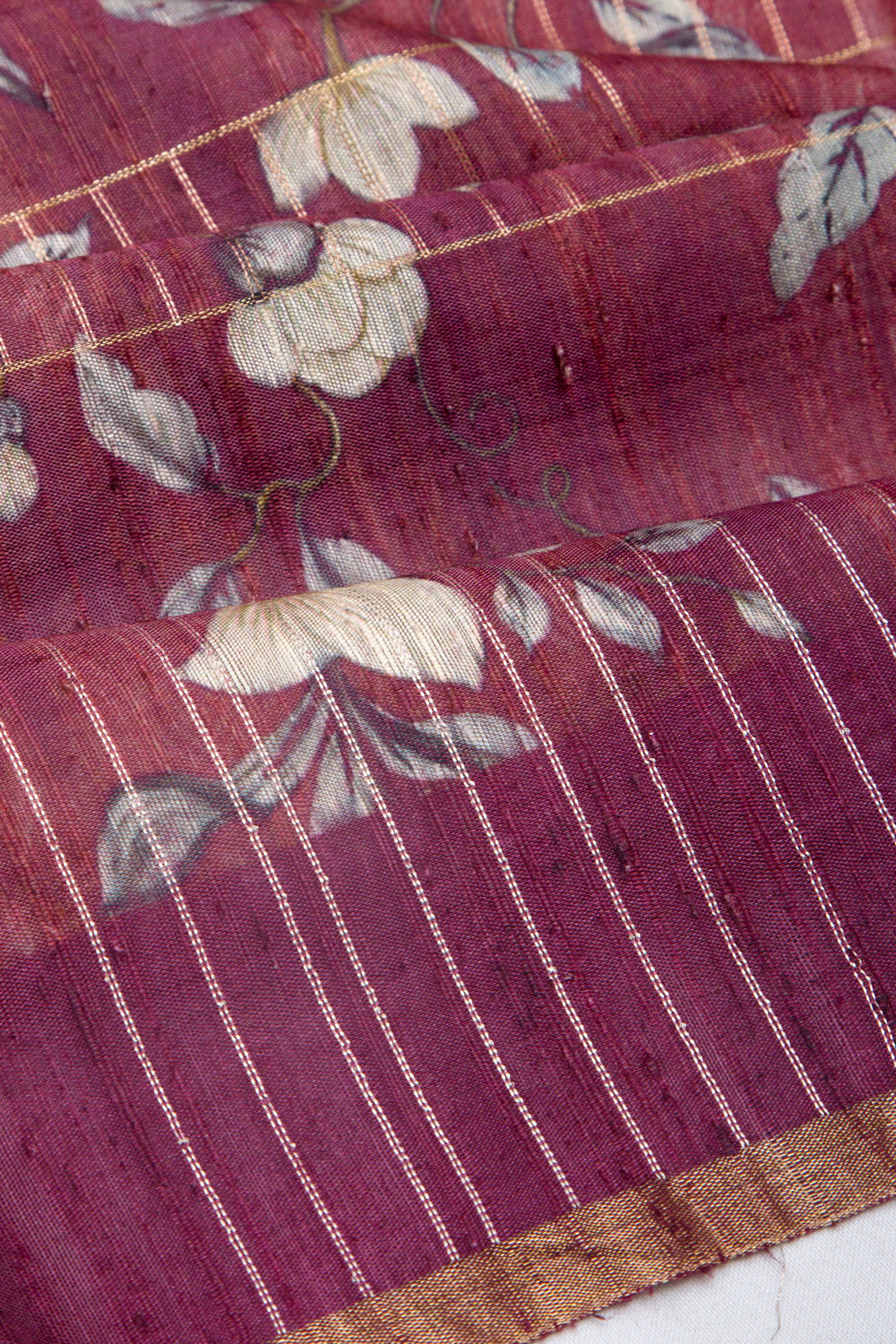 Tussar Floral Printed Purple Saree