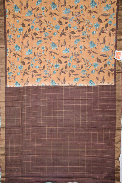 Tussar Floral Printed Beige Saree