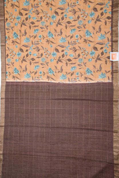 Tussar Floral Printed Beige Saree