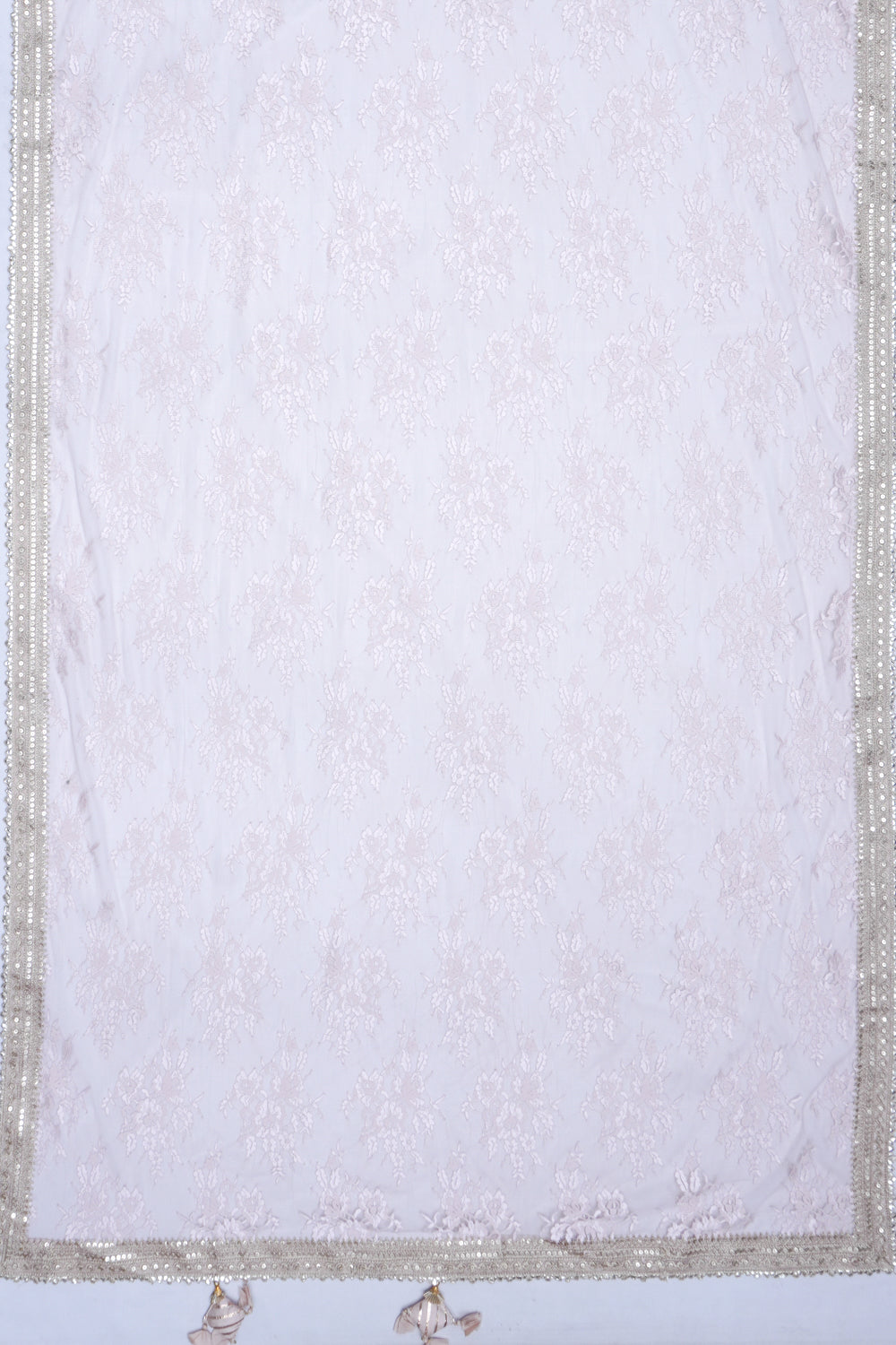 Net Cream Saree With Sequin Work