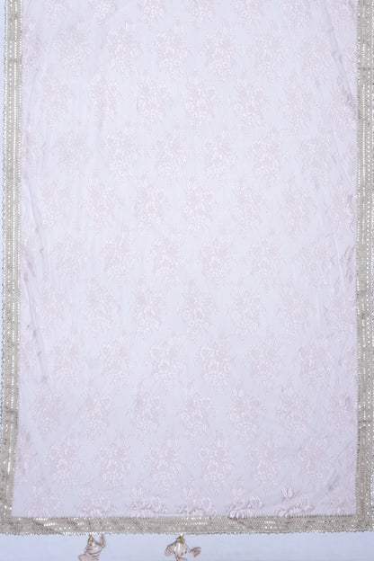 Net Cream Saree With Sequin Work