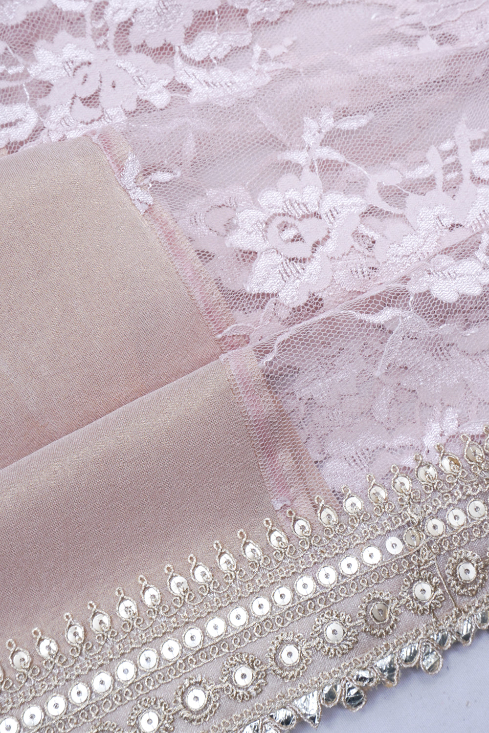 Net Cream Saree With Sequin Work