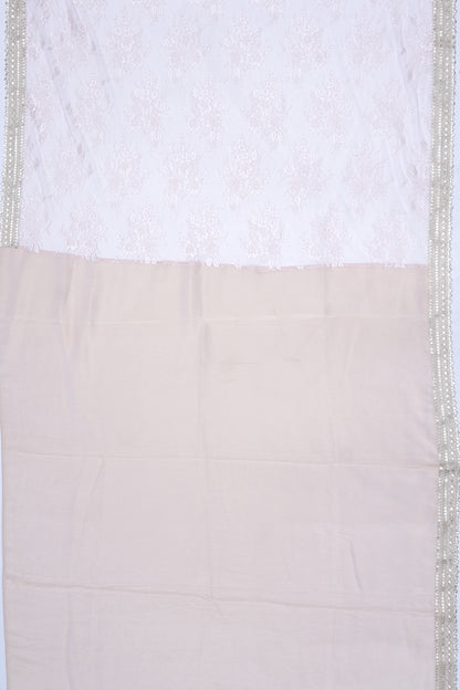 Net Cream Saree With Sequin Work