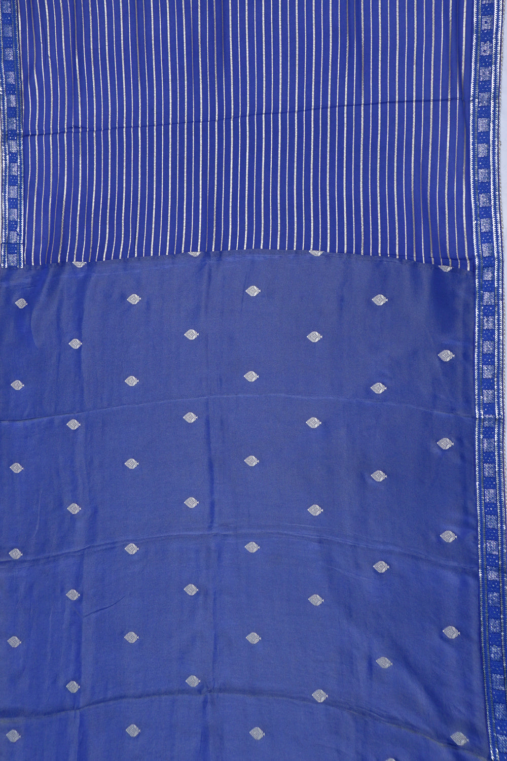 Crepe Horizontal Lines Dark Blue Saree