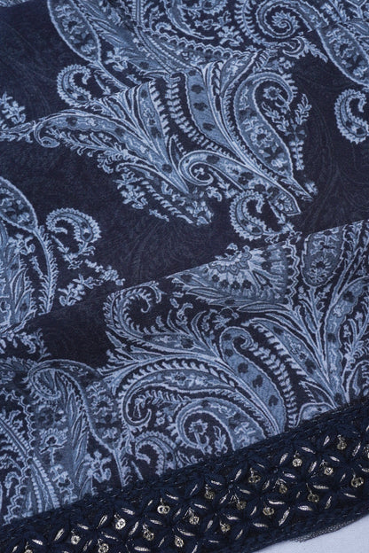Georgette Floral Printed Black Saree