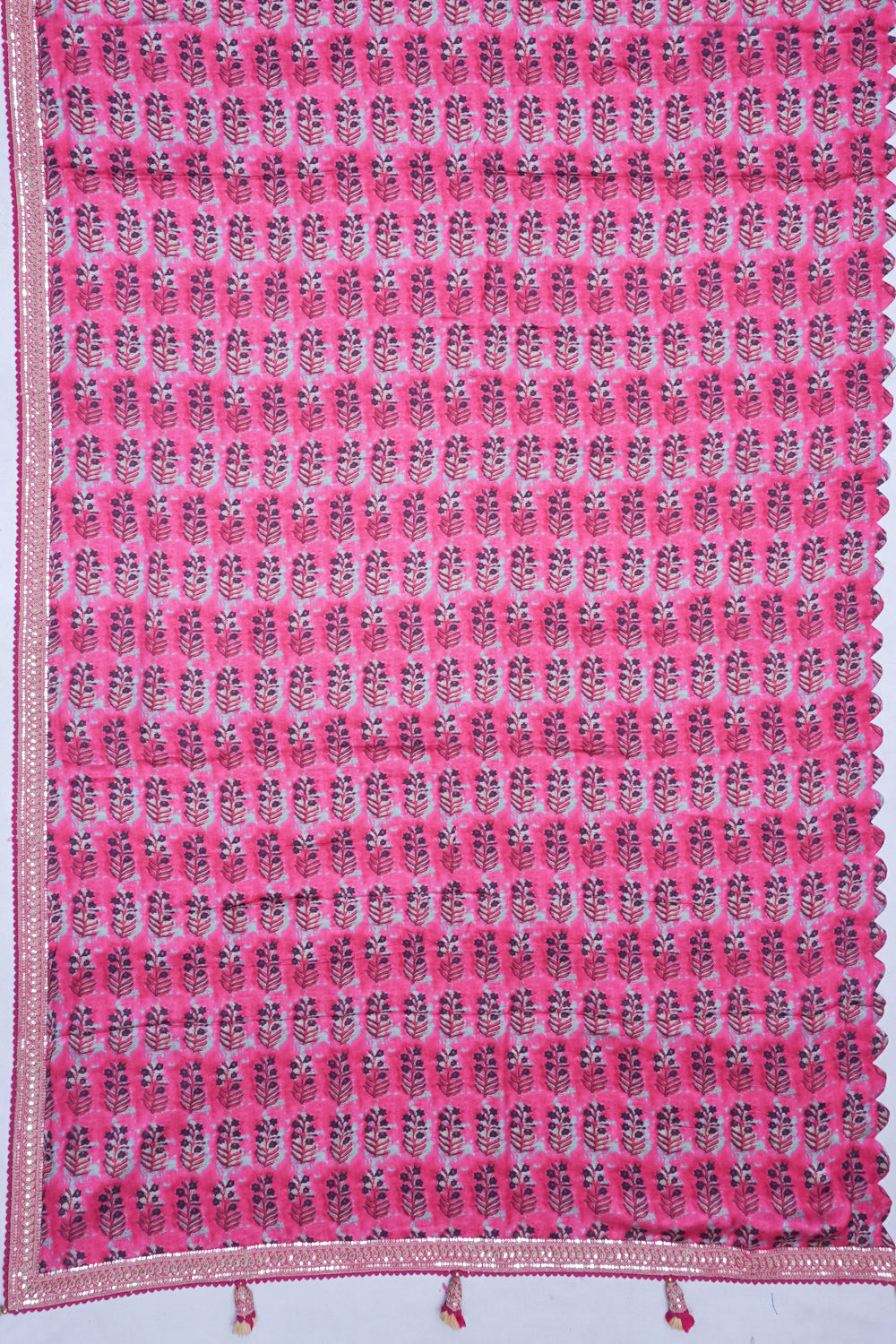Satin Floral Printed Pink Saree