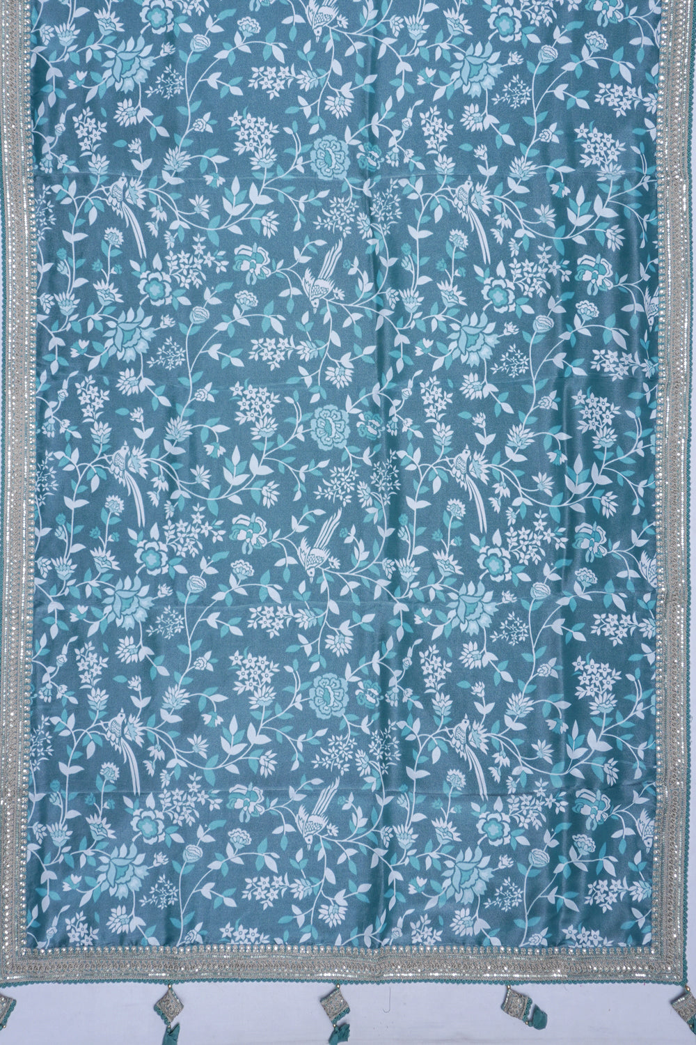 Organza Tissue Floral Printed Green Saree