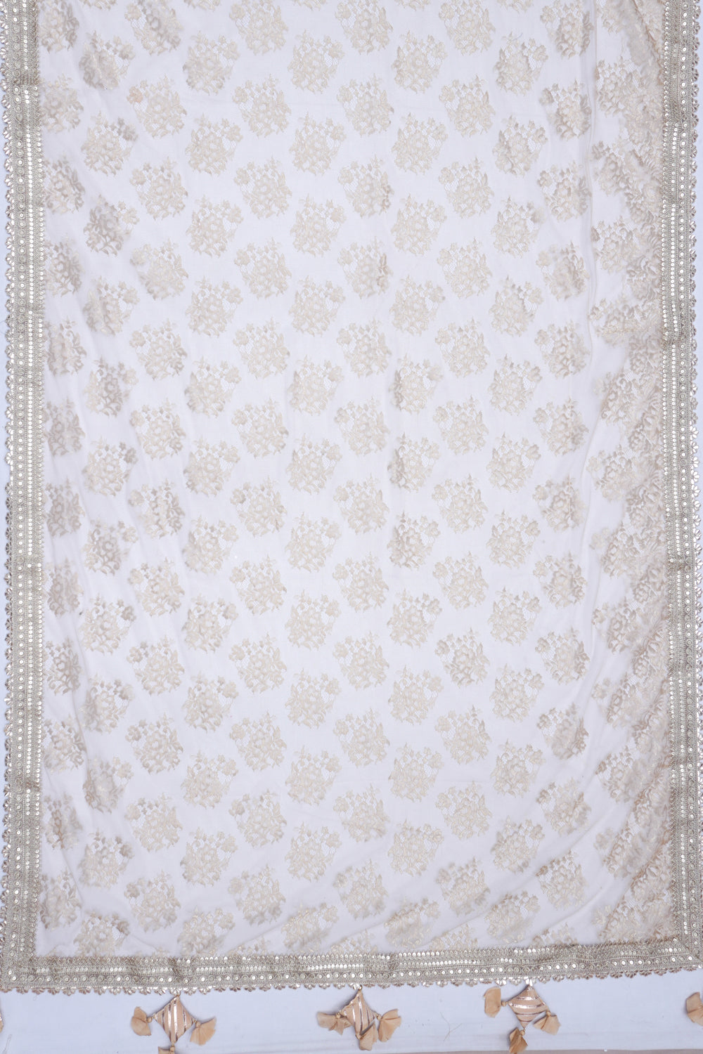 Net Cream Saree With Sequin Work