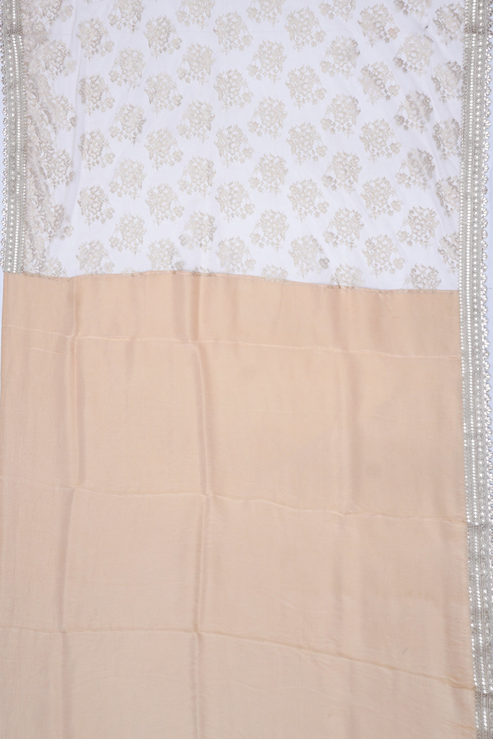 Net Cream Saree With Sequin Work