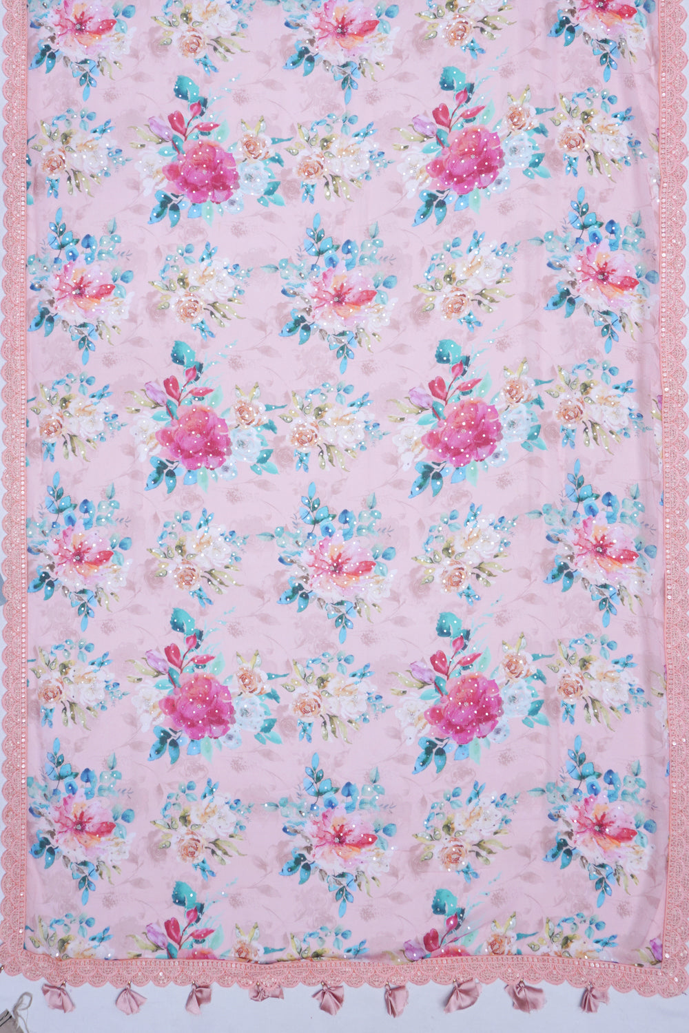 Chiffon Floral Printed Peach Saree