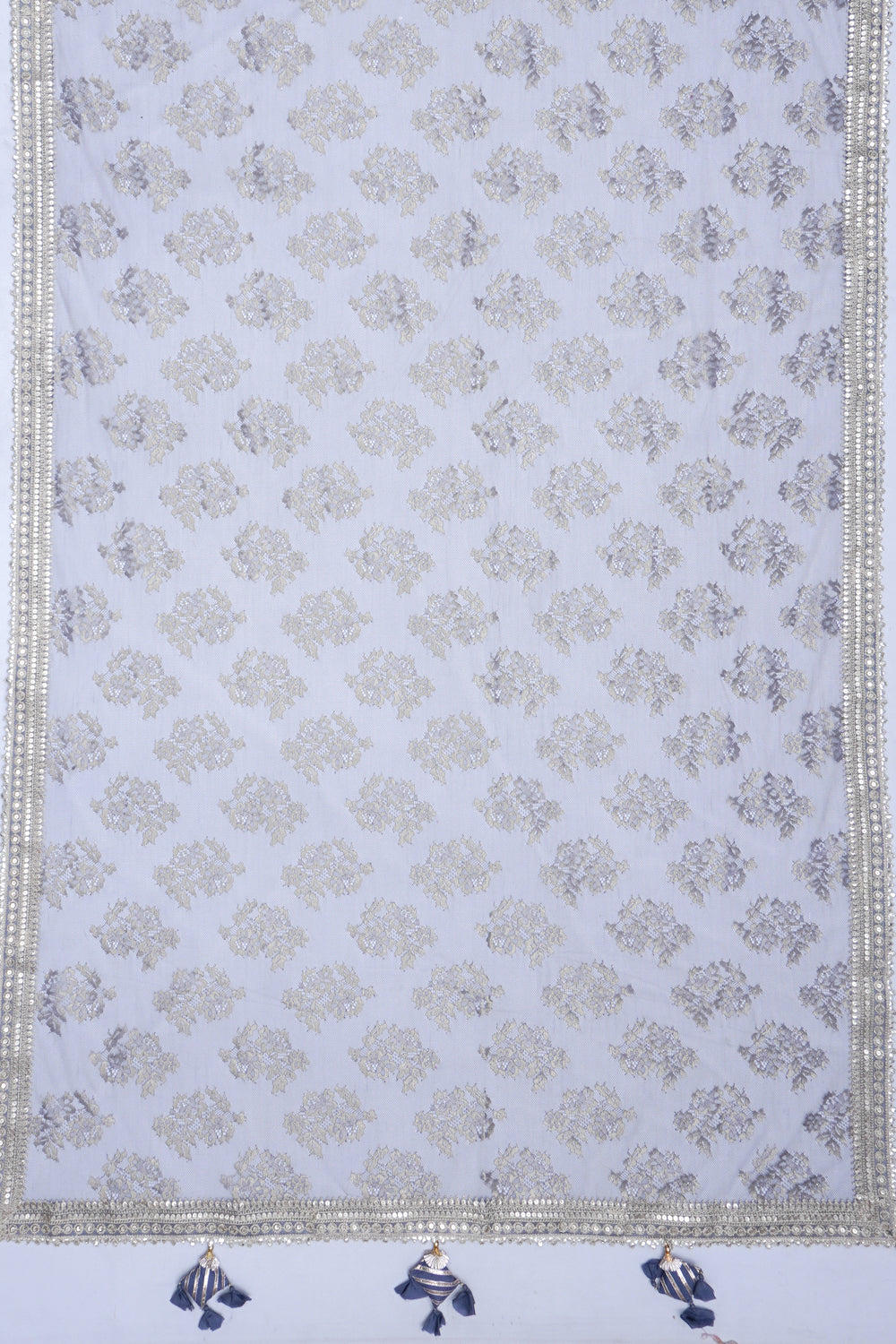 Net Butta Elephant Grey Saree