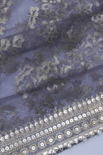 Net Butta Elephant Grey Saree