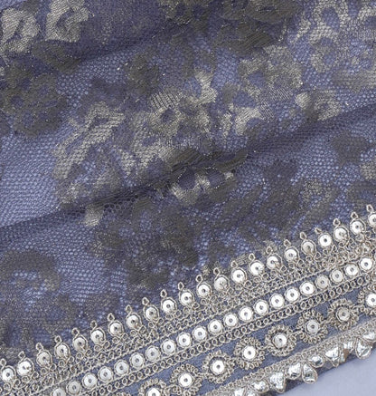 Net Butta Elephant Grey Saree
