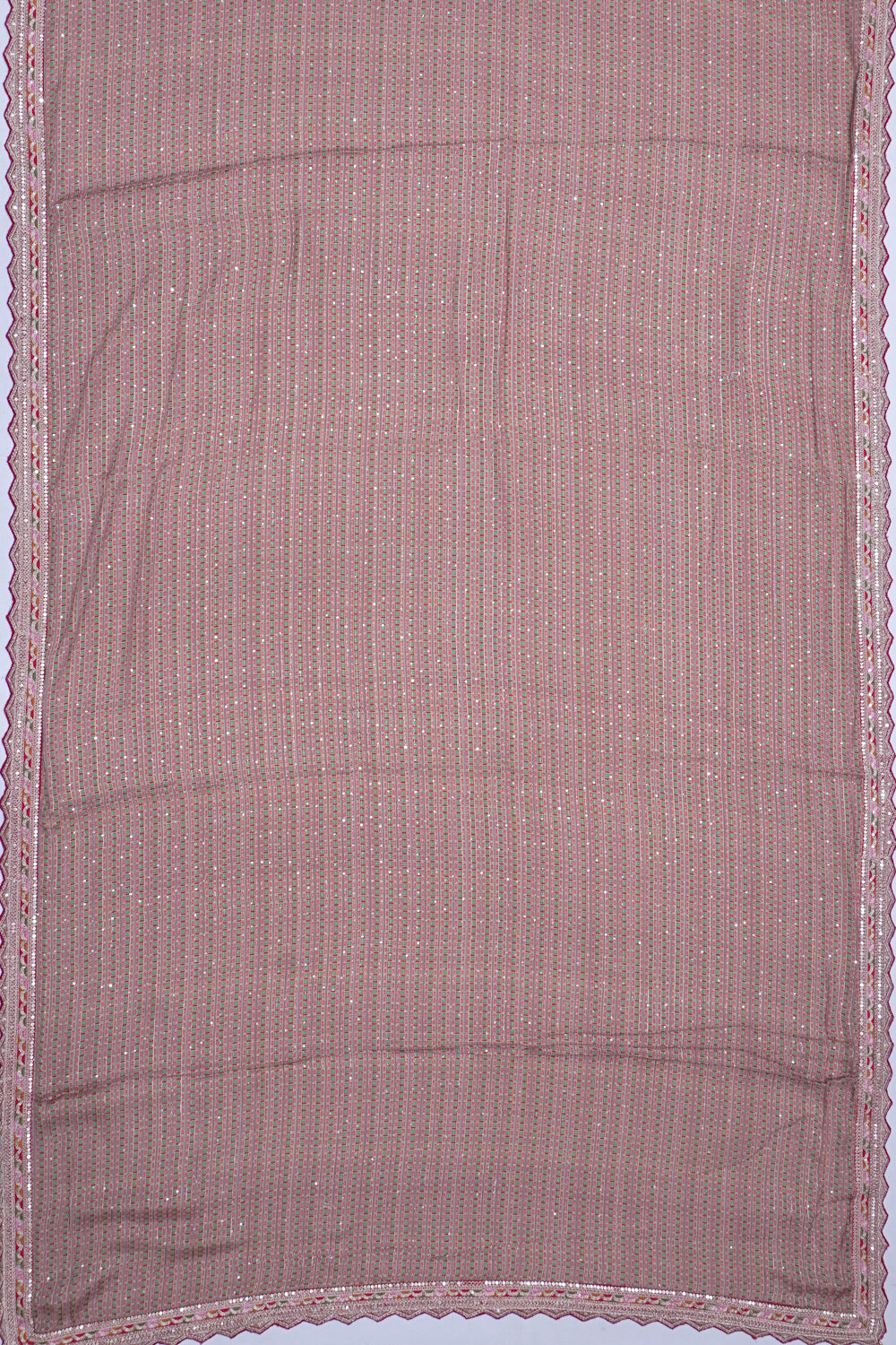 Georgette Brocade Multicolour Saree With Scallop Border