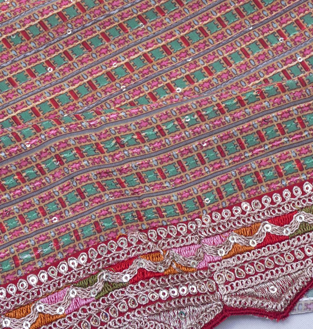 Georgette Brocade Multicolour Saree With Scallop Border