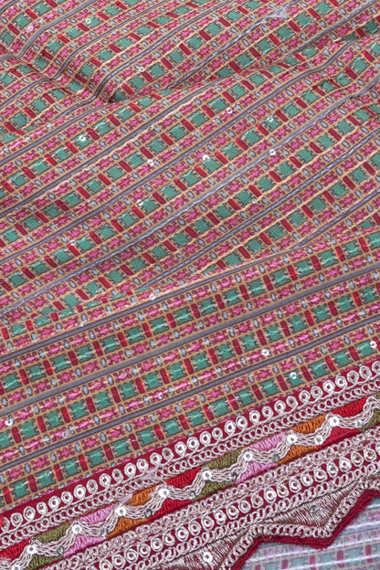 Georgette Brocade Multicolour Saree
