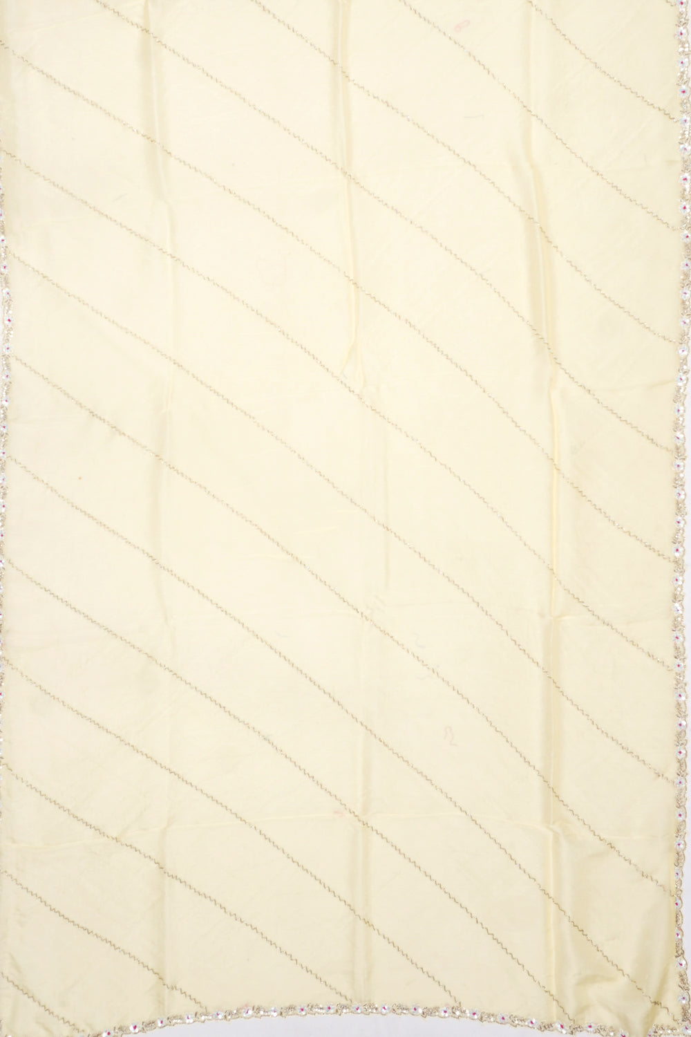 Organza Diagonal Lines Pastel Yellow Saree
