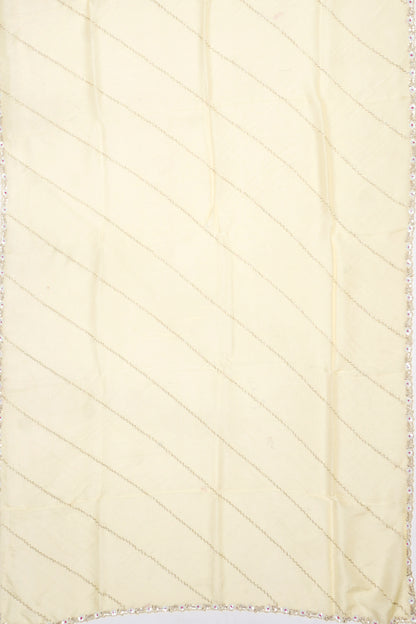 Organza Diagonal Lines Pastel Yellow Saree