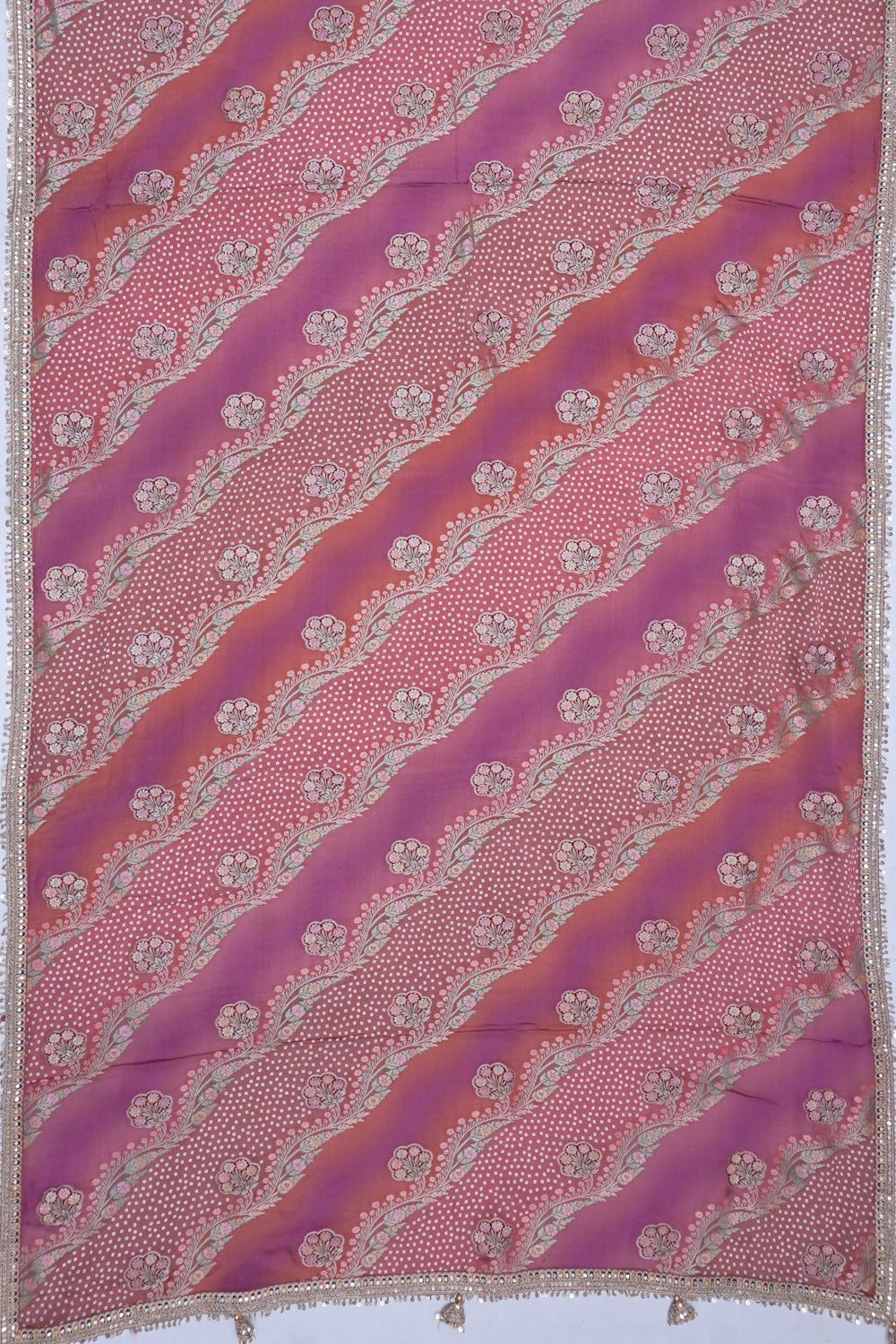 Georgette Brocade Pink And Brown Saree