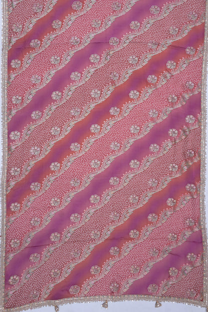 Georgette Brocade Pink And Brown Saree