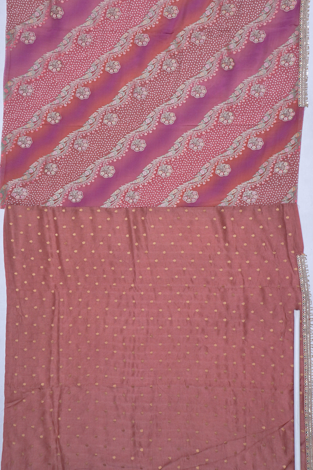 Georgette Brocade Pink And Brown Saree
