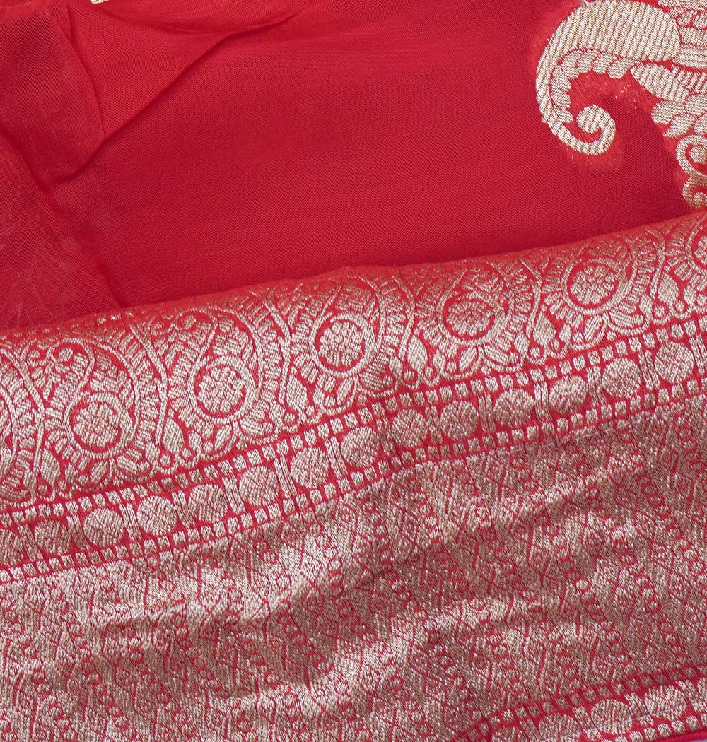 Organza Butta Red Saree