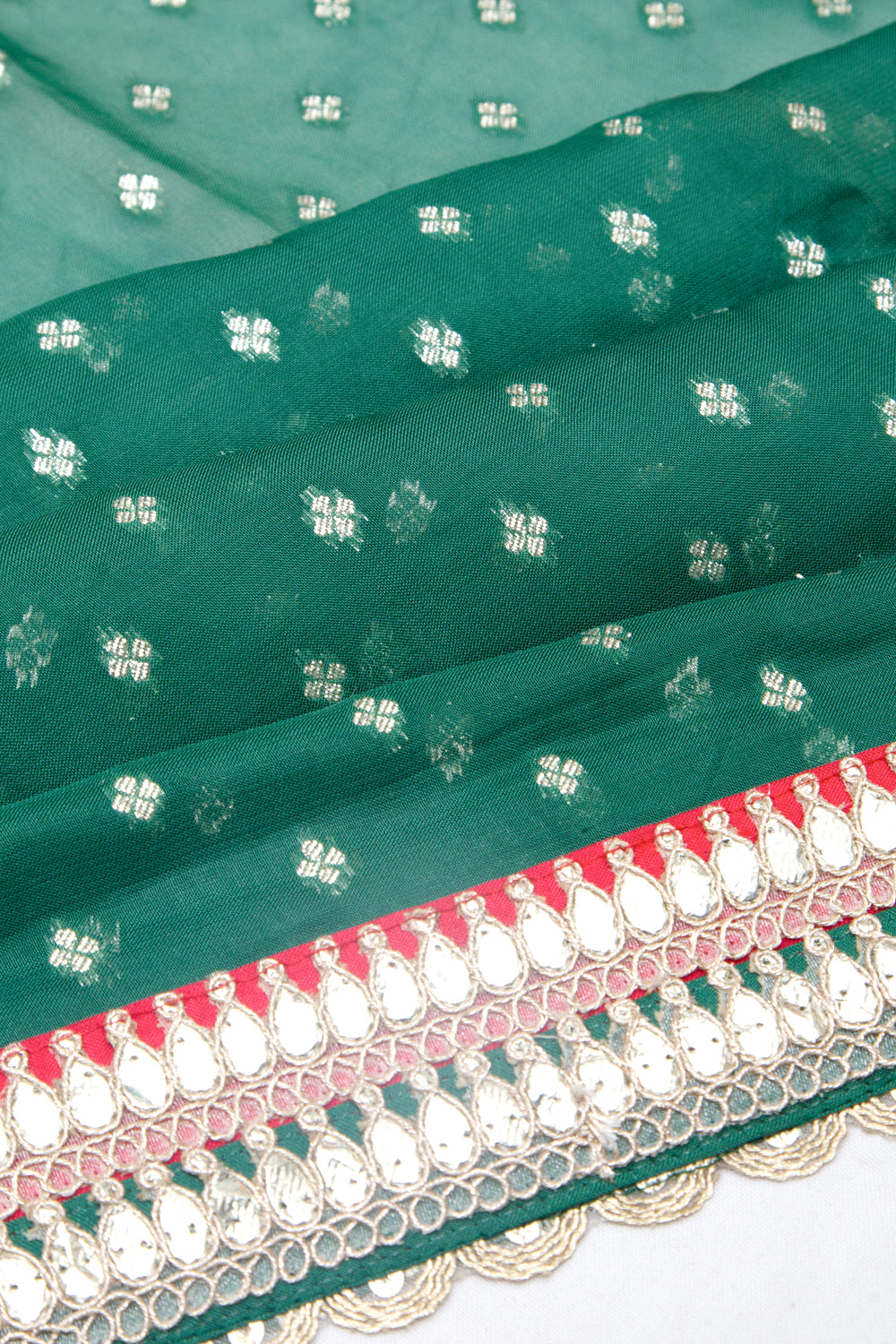 Organza Brocade Bottle Green Saree