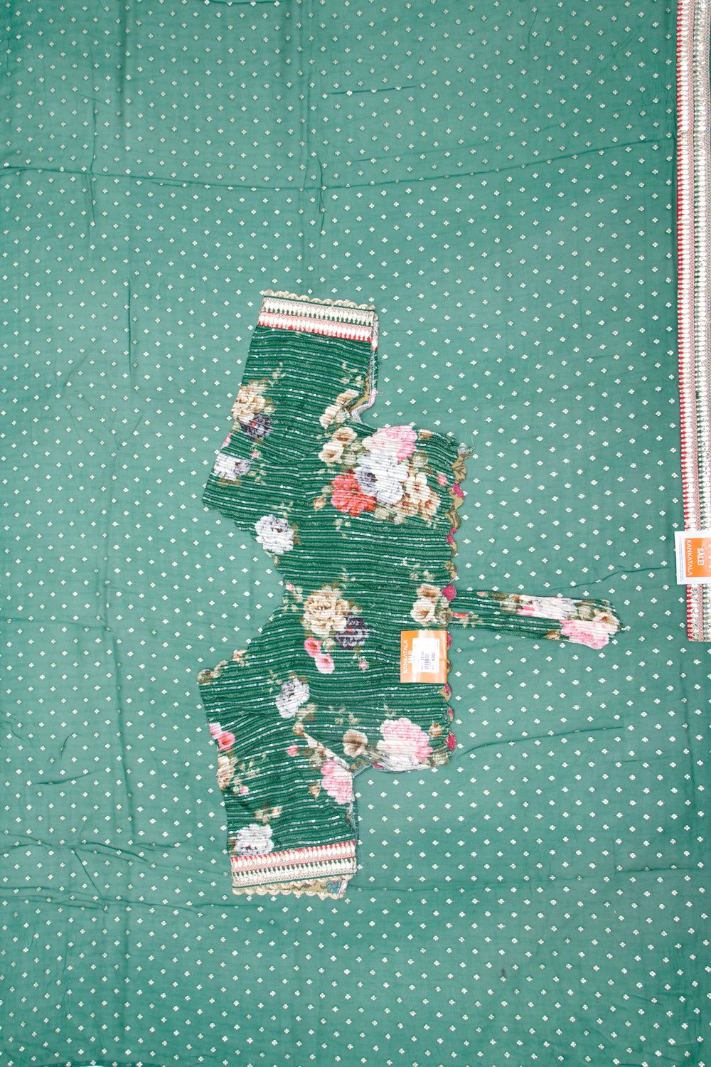 Organza Brocade Bottle Green Saree