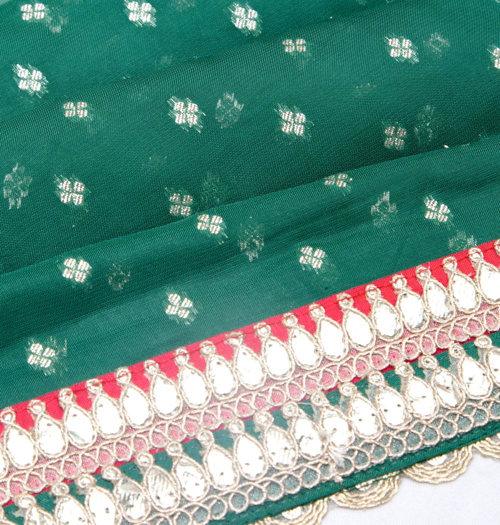 Organza Brocade Bottle Green Saree