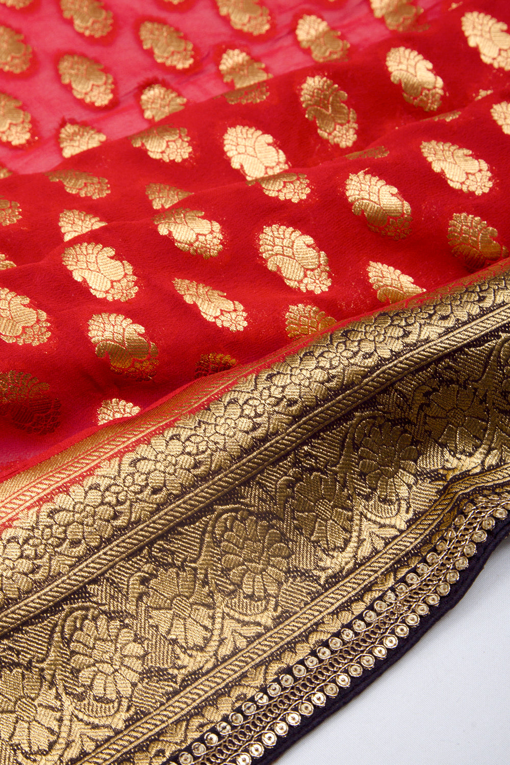 Banarasi Georgette Brocade Red Saree