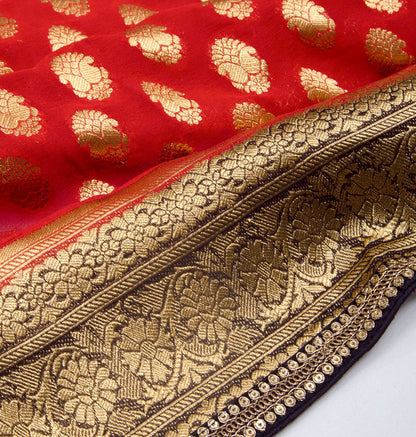 Banarasi Georgette Brocade Red Saree