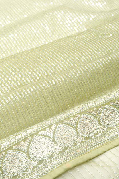 Organza Silk Embroidery Pastel Green Saree