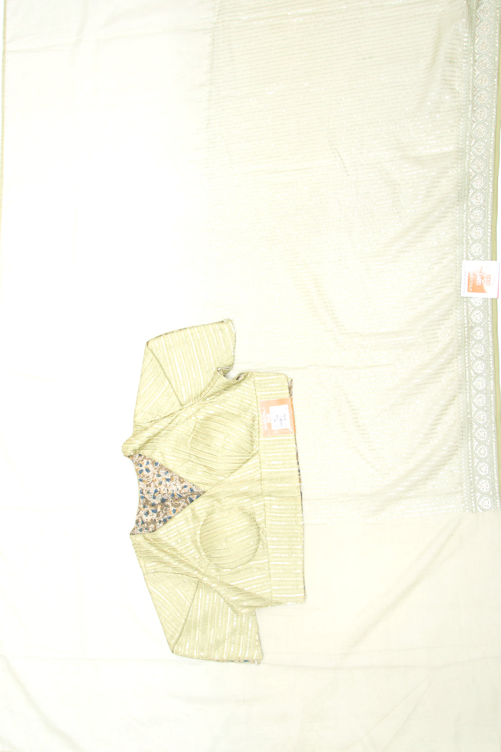 Organza Silk Embroidery Pastel Green Saree
