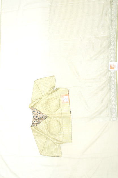 Organza Silk Embroidery Pastel Green Saree