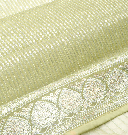 Organza Silk Embroidery Pastel Green Saree