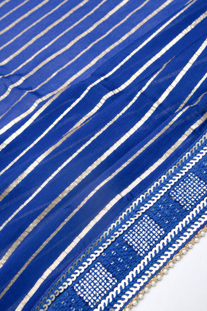 Banarasi Silk Tissue Butta Blue Saree