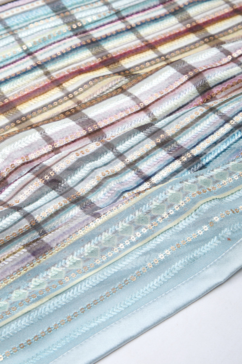Georgette Silk Horizontal Lines Sky Blue Saree