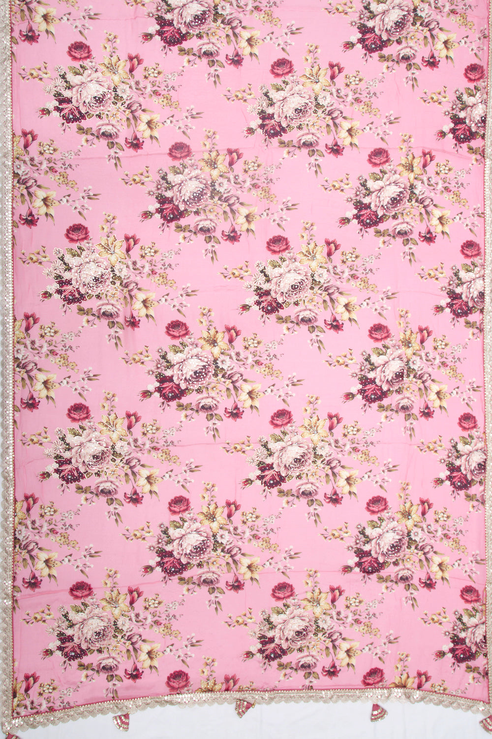 Georgette Silk Floral Printed Pink Saree