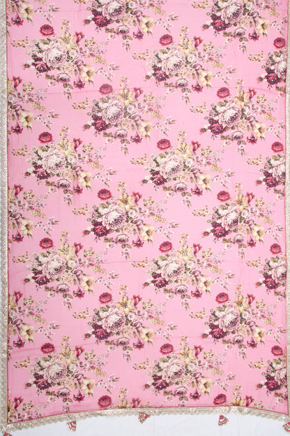 Georgette Silk Floral Printed Pink Saree