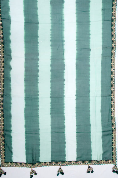 Organza Silk Embroidery Green And Pastel Green Saree