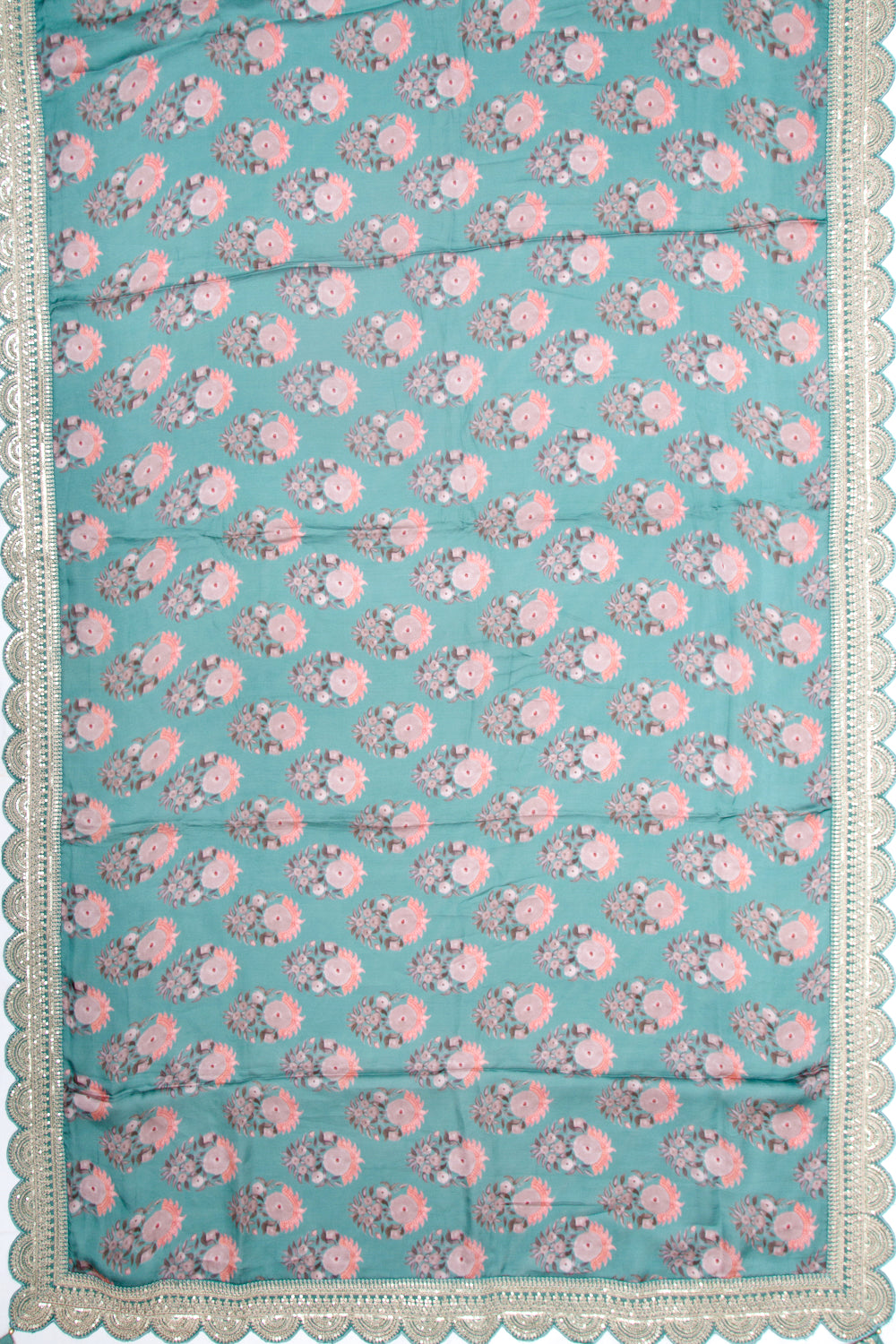 Satin Floral Printed Blue Saree