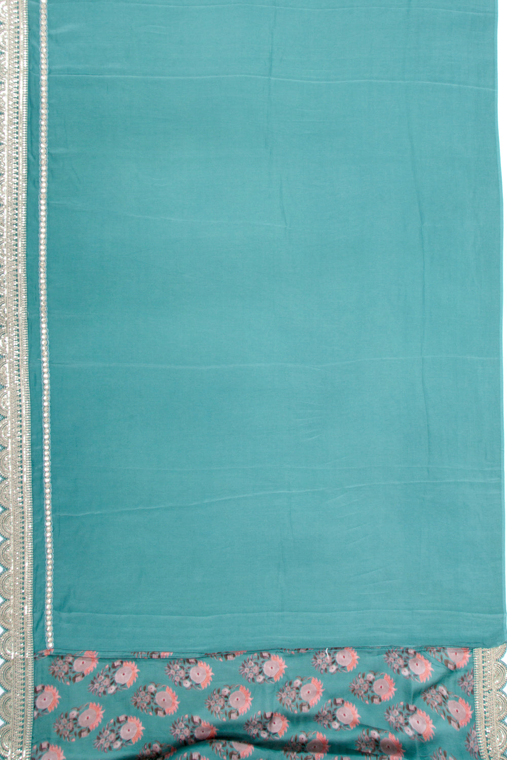 Satin Floral Printed Blue Saree