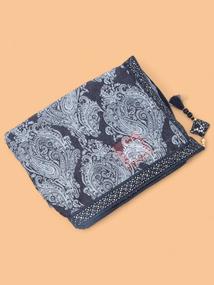 Georgette Silk Printed Black Saree