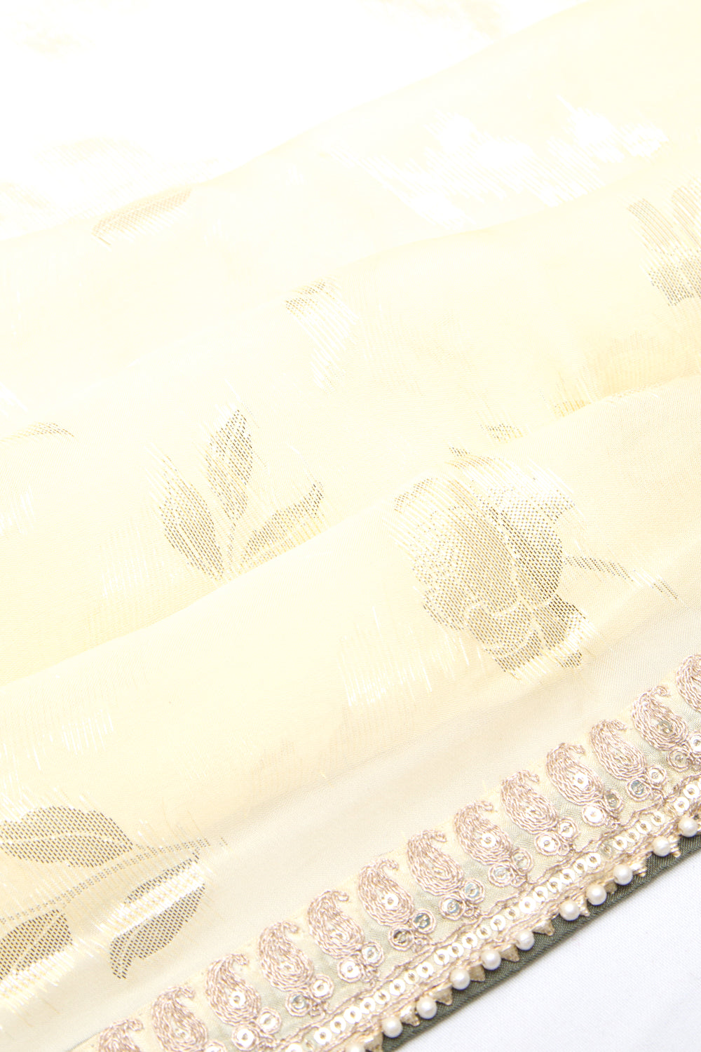 Organza Silk Brocade Lemon Yellow Saree