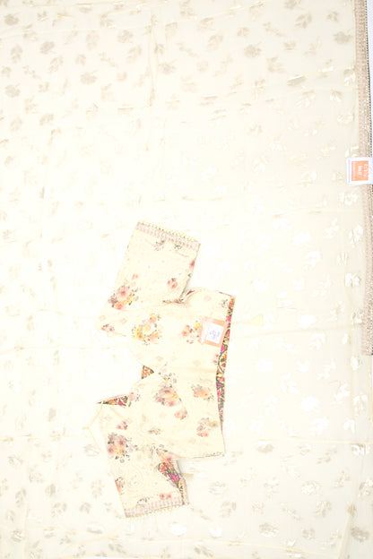 Organza Silk Brocade Lemon Yellow Saree